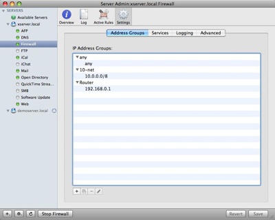 Serveradmin Firewall Addgrps