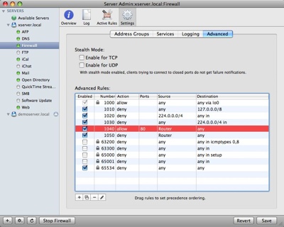 Serveradmin Firewall Advanced